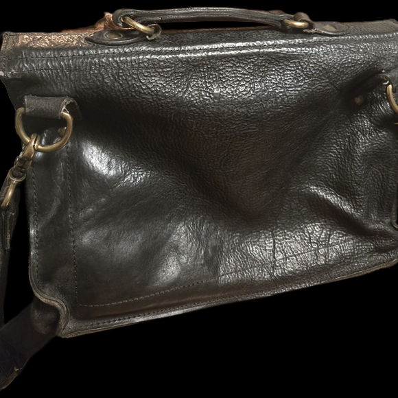 Will Leather Goods "Jacques" Burnished Black Leather Briefcase / Messenger Bag - Picture 3 of 5